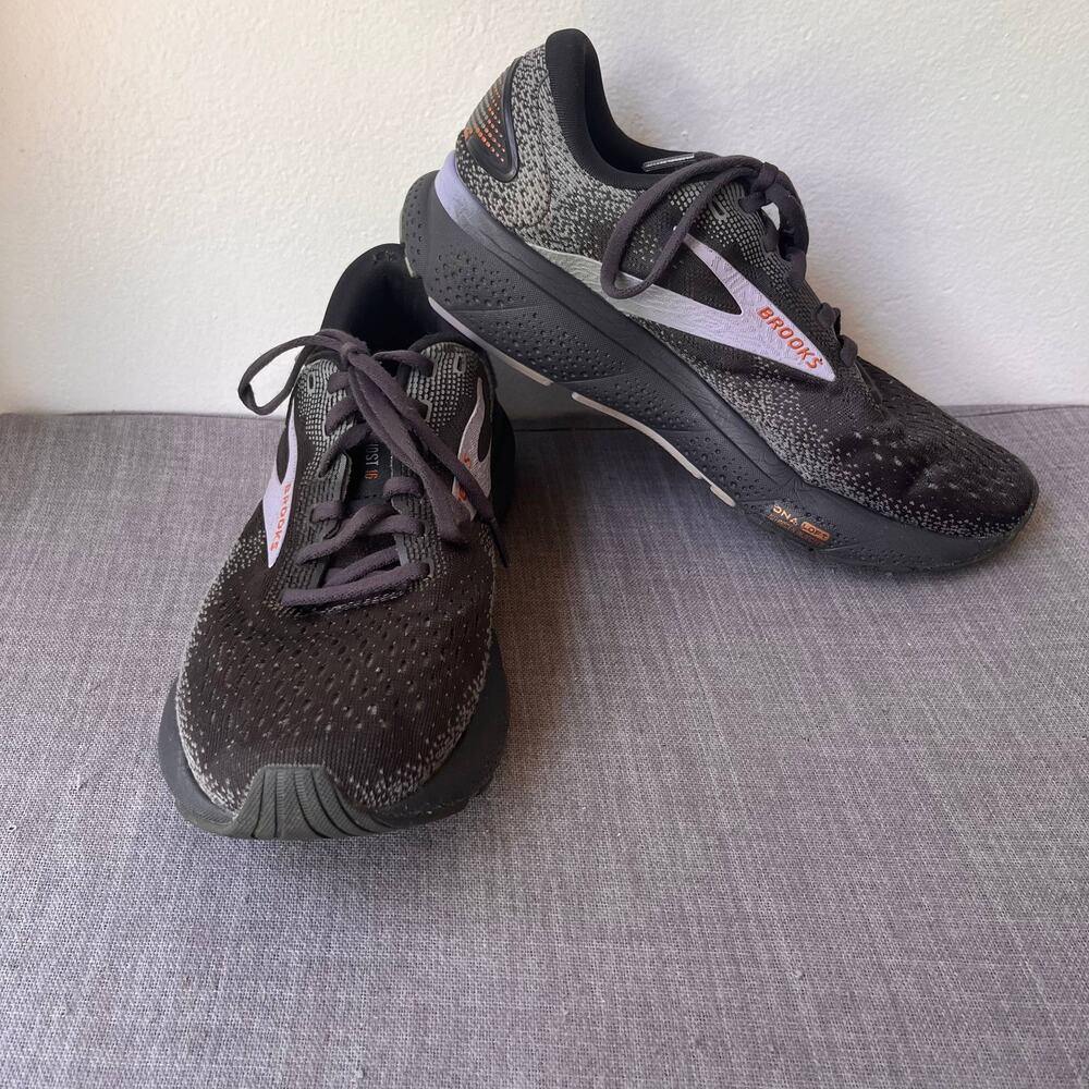 Brooks Ghost 16 Running Shoes Womens Sz 9B Black Purple DNA Loft Athleisure Gym